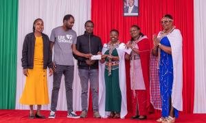 CS Aisha Jumwa presided over distribution of income generating tools and equipment worth over 19 Million Kenya Shillings in Kajiado County.