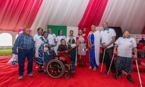 CS Aisha Jumwa presided over distribution of income generating tools and equipment worth over 19 Million Kenya Shillings in Kajiado County.