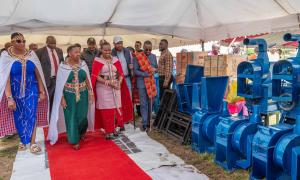 CS Aisha Jumwa presided over distribution of income generating tools and equipment worth over 19 Million Kenya Shillings in Kajiado County.